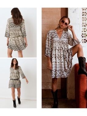 Spell & The Gypsy Collective Journey Paisley Floral Boho Tassel Tunic Dress- Sm